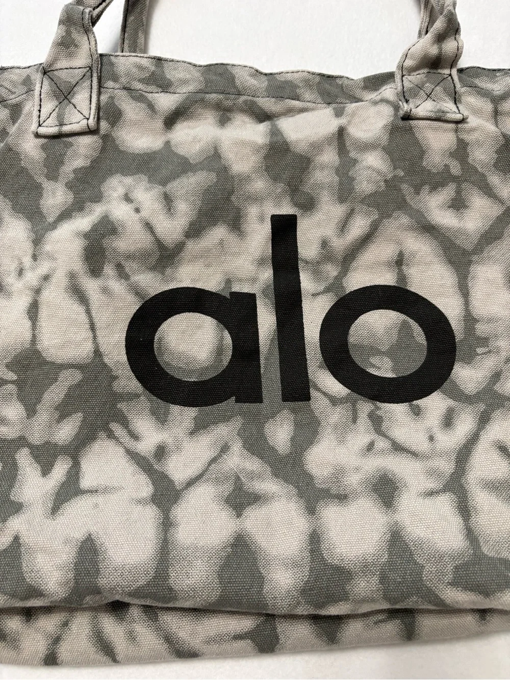 ALO Yoga Gray Tie-Dye Canvas Tote with Black Logo